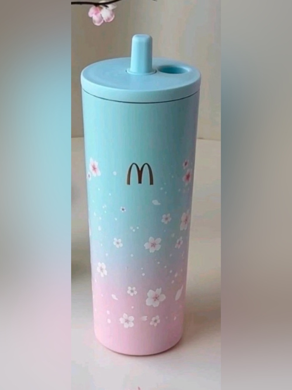 New McDonald’s Japanese Cherry blossom collection tumbler in Sakura Cotton candy